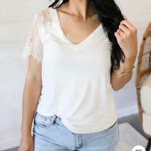 White top lace sleeves